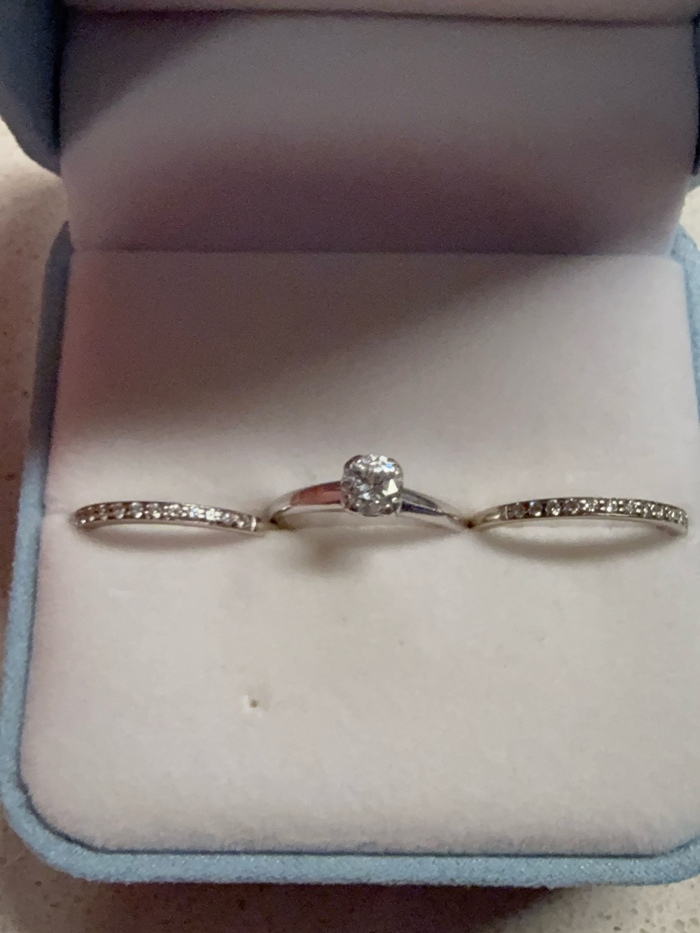 Classic Solitaire and Pavé Wedding Ring Set in White Gold
